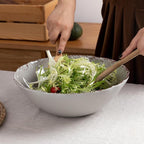 LEHAHA Farmhouse Melamine Serving Bowls,Set of 2, 130 OZ Break Resistant Large Deep Salad Bowls, BPA Free Large Bowl for Serving Salad, Fruit, Vegetables and Food Storage, 12" x 4", Gray