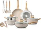 Bakken-Swiss 14-Piece Kitchen Cookware Set – Granite Non-Stick – Eco-Friendly – for All Stoves & Oven-Safe