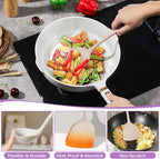 Silicone Cooking Utensils Set, Onader 6 Pcs Kitchen Utensils for Cooking, Heat Resistant Kitchen Gadgets Tools Set for Nonstick Cookware - 3 Mixed Color (Khaki & Pink & White)