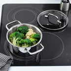 BergHOFF Helix 5Pc Cookware Set With Glass Lids Recycled 18/10 Stainless Steel Induction Pots and Pans Scratch-resistant Oven Safe