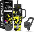 Coldest Tumbler with Handle and Straw - 100% Leak Proof Insulated Tumbler with Lid and Straw (3 Lids) - Stainless Steel Tumblers for Women & Men - Cup Holder Friendly Base, 36 oz (Off Road)