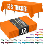 Exquisite 66% Thicker Premium Plastic Table Cloth Rectangle Table Cover 0.5 Mil 12 Pack Orange Table Cloth 54 Inch x 108 Inch Disposable Tablecloth Won't Tear Easily Like Cheap Thin Brands