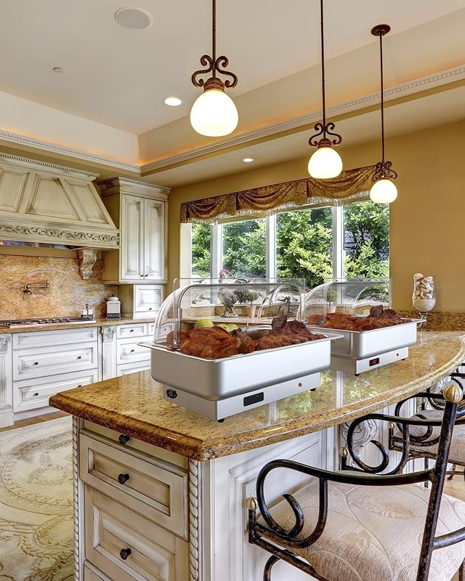 9QT Electric Chafing Dish with Temperature Control, Commercial-GradeFull Size Pan Stainless Steel Buffet Food Warmer Server for Catering, Parties, Weddings and Events