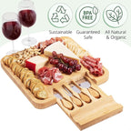 Charcuterie Board Gift Set, Bamboo Cheese Board With Cutlery, Includes Stainless Steel Serving Utensils, Cheese Platter and Serving Tray, Suitable for Wedding, Gift for Couples, and Housewarming Gifts