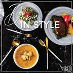 Vikko Salad Bowl, Set of 4 White Alabaster Style Soup Bowls, 6" Bowl with Marbelized Design, Large 32 Ounce Bowls Set, For Pasta, Fruit, Ramen Bowl, Dishwasher Safe