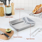 9¾ x 12½ x 2 Inch Baking Pans Set, Stainless Steel Retangle Sheet Cake Lasagna Pan with Lid, Deep & Non Toxic, Set of 4