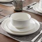 LERATIO Stoneware Dinnerware Sets for 6,Handcarft Ceramic Plates and Bowls Sets,Chip and Scratch Resistant Dishes, Dishwasher & Microwave Safe, Oven safe,Reactive Glaze-White