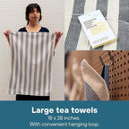 MEEMA Kitchen Towels and Dishcloths Sets of 6 | Large 18 x 28 Inch | Upcycled Cotton Tea Towel | Super Absorbent Cotton Dish Towels for Kitchen | Sage Green Stripes | Hand Towels