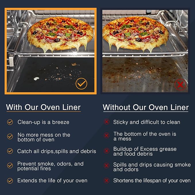 Oven Liners for Bottom of Oven/Electric Oven/Gas Oven/Toaster Oven,Nonstick Oven Mat for Bottom of Oven Heavy Duty Resuable Oven Protector BPA&PFOA Free Baking Cooking Supplies,3 Pack,16x20 IN