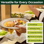 Dtocs Bamboo Fiber Plates 10 Inch Round (50 Pcs) | Bamboo Plate Disposable Dinnerware Set for Party, Dinner, BBQs, Wedding | Sustainable Platter for Hot, Cold Food | Alt to Plastic, Wood, Paper Plates