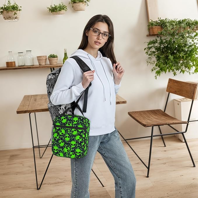 Alien Sky Green Insulated Lunch Bag for Women & Men, Reusable Leak-Proof Lunch Box with Cooler Compartment, Lunch Tote for Adults Work Travel Picnic Durable & Washable
