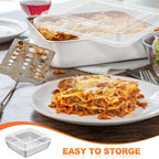 Herogo 8”x 8” Baking Pan, Stainless Steel Square Cake Pan with Lid, Cakes Brownie Lasagna Square Bakeware Set, Healthy & Dishwasher Safe