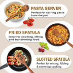 Wooden Spoons for Cooking Utensils, Natural Teak Wooden Cooking Spoons with Nonstick Spatula Set, Bamboo Kitchen Utensils With Holder, Wood Spoon Set for Kitchen Essentials (9)