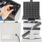 1200W Commercial Mini Pancake Maker, 42 Grids Electric Waffle Maker Non-Stick Stainless Steel Belgian Waffle Iron w/Time & Temper Adjustable|180° Rotating, Large Waffle Machine for Restaurant
