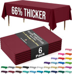 Exquisite 66% Thicker Premium Plastic Table Cloth Rectangle Table Cover 0.5 Mil 6 Pack Burgundy Table Cloth 54 Inch x 108 Inch Disposable Tablecloth Won't Tear Easily Like Cheap Thin Brands