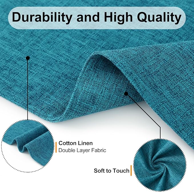Homaxy Cloths Placemats for Dining Table Set of 6, Heat Resistant Washable Cotton Linen Blend Table Mats, Easy to Clean Place Mats for Indoor Outdoor Party Kitchen Decoration, 13" x 19", Teal