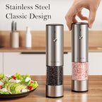 Ultrean Salt and Pepper Grinder Set, Rechargeable Salt and Pepper Shakers, 6 Adjustable Coarseness, LED Light, Kitchen Gadget & Housewarming Gift, Stainless Steel