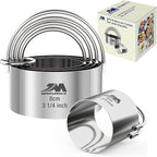 5 Pieces Circle Biscuit Cutter,Professional Stainless Steel Round Cookies Mold Tool with Handle for Baking GIFT Package