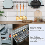 Gold Kitchen Utensils Set, 9 PCS 18/10 Stainless Steel Cooking tools Wood Handle, Solid and Slotted Spoon, Fork, Spatula, Ladle, Skimmer, Slotted Tunner, Spaghetti and Large Spoon