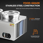 WILPREP Commercial Food Warmer with Two 7.4 QT Inserts, 1500W Countertop Electric Steam Table, 86-185°F Adjustable Temp Control & Over-Temp Protection, Stainless Steel