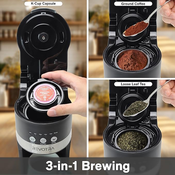 Single Serve Coffee Maker for Pods & Ground Coffee, 6 to 14oz Brew Sizes, Strong Brew Option, Fast Brewing, Compact Design with Removable 40oz Reservoir, Travel Mug Friendly, christmas gift