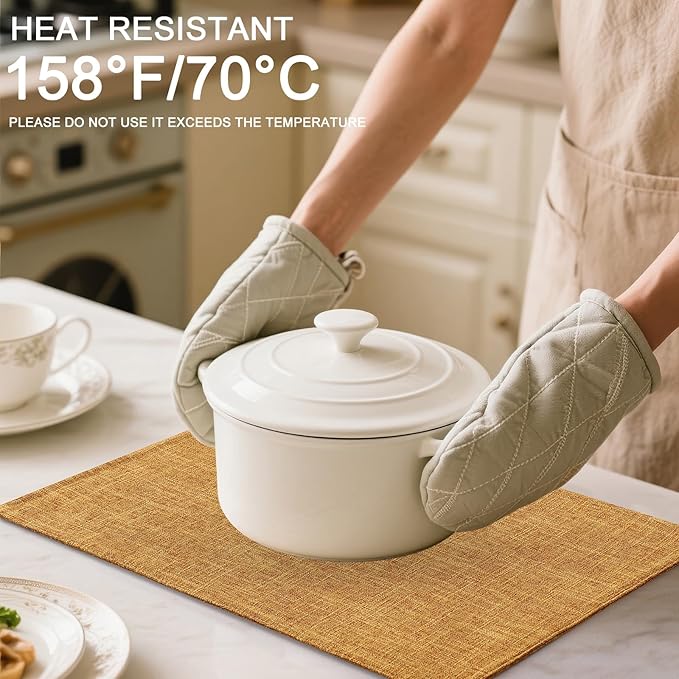 Homaxy Cloths Placemats for Dining Table Set of 6, Heat Resistant Washable Cotton Linen Blend Table Mats, Ideal for Kitchen Party Dining Decoration, 13" x 19", Amber