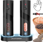 Electric Salt and Pepper Grinder Set,USB Rechargeable Automatic Grinder,Top-Refill Pepper Mill Grinder with Charging Base,Salt and Pepper Grinder with 110ml Large Capacity and LED,One-Hand Operation