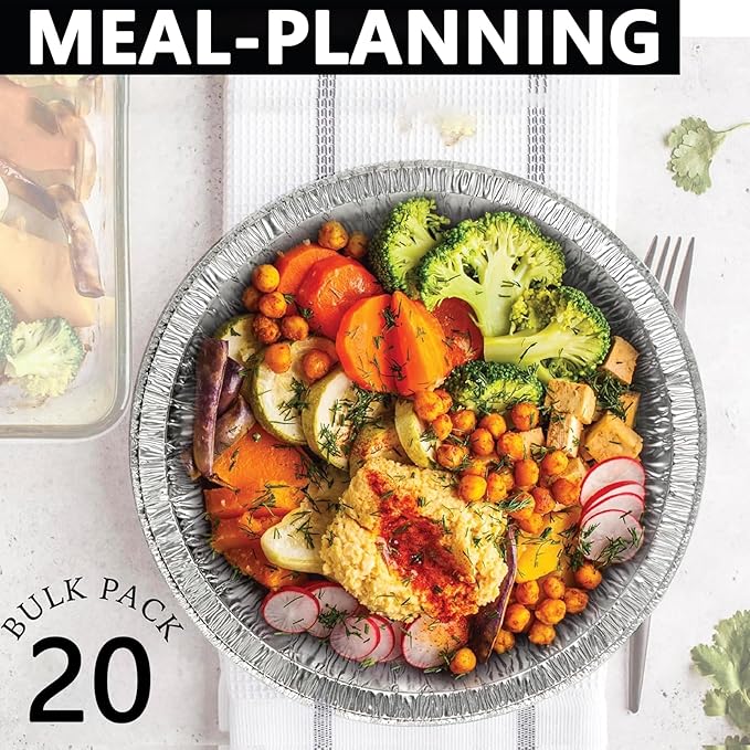 9" Round Aluminum Pans, 20 Pack Tin Foil Pans Disposable, Freezer & Oven Safe, Aluminum Tins for Baking,Storing,Cooking,Reheating,Roasting