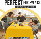 Exquisite 66% Thicker Premium Plastic Table Cloth Rectangle Table Cover 0.5 Mil 12 Pack Yellow Table Cloth 54 Inch x 108 Inch Disposable Tablecloth Won't Tear Easily Like Cheap Thin Brands
