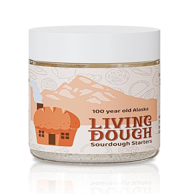 Living Dough -100 Year Old Alaska Sourdough Starter Culture - Active & Live Organic Sourdough Starter for Baking - For Artisanal Bread, Pizza Dough, Waffles & More