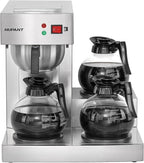 12 Cup Commercial Coffee Maker, Manual Filling Drip Coffee Maker Machine with 3 Glass Carafes 3 Warmers, Stainless Steel Pour Over Coffee Brewer with Hot Water Supply for Restaurant Office Cafe