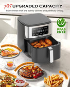 Nuwave Brio Plus 6-in-1 Air Fryer, 7-Qt Large Capacity, 50°F–400°F Precise Temp Control, Non-Toxic PFAS-Free Nonstick, Air Fry, Bake, Roast, Toast, Dehydrate, Reheat, 100 Presets, Dishwasher Safe