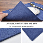 Navy Blue Cloth Placemats Set of 6 - Easy to Clean Fabric Table Placemats - Machine Washable Placemats- Heat Resistant Non-Slip Table Mats (Navy Blue, 6),