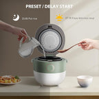 Bear Rice Cooker 3 Cups (Uncooked), 3D Heating and Fuzzy Logic, Healthy Nonstick Small Rice Cooker, PFAS-Free, Touch-Screen, for White/Brown Rice Quinoa Oatmeal Soup