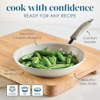 Rachael Ray Cucina Ceramic Nonstick Frying Pan/Skillet, 8.5 Inch Non Stick Open Fry Pan, Dishwasher Safe - Almond