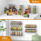 Wall Mounted Spice Rack Organizer, Pantry Door Organizer & Hanging Storage Baskets, Metal Spice Shelf for Kitchen Cabinet, 3 Depth Sizes Hold Large Jars to Nail Polish Bottles, 5 Pack