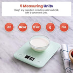 Etekcity Food Kitchen Scale, Digital Grams and Ounces for Weight Loss, Baking, Cooking, Keto and Meal Prep, LCD Display, Medium, Green