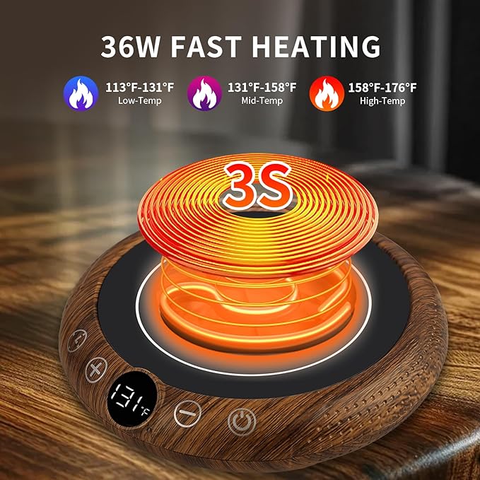 Coffee Mug Warmer, White Elephant Gifts for Adults, Electric Cup Warmer for Desk, Candle Warmer Plate 8-Temp Setting & 1-12H Timer, Stocking Stuffer for Women Men