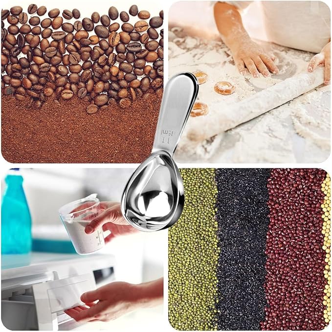 4 Pieces Coffee Scoop Stainless Steel Coffee Scoops Short Handle Tablespoon Measuring Spoons for Coffee Tea Sugar Flour (Silver)