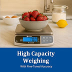 San Jamar Escali Promzr M-Series Digital Scale with Display Hold for Kitchens and Restaurants, Metal, 33 Pound, Silver