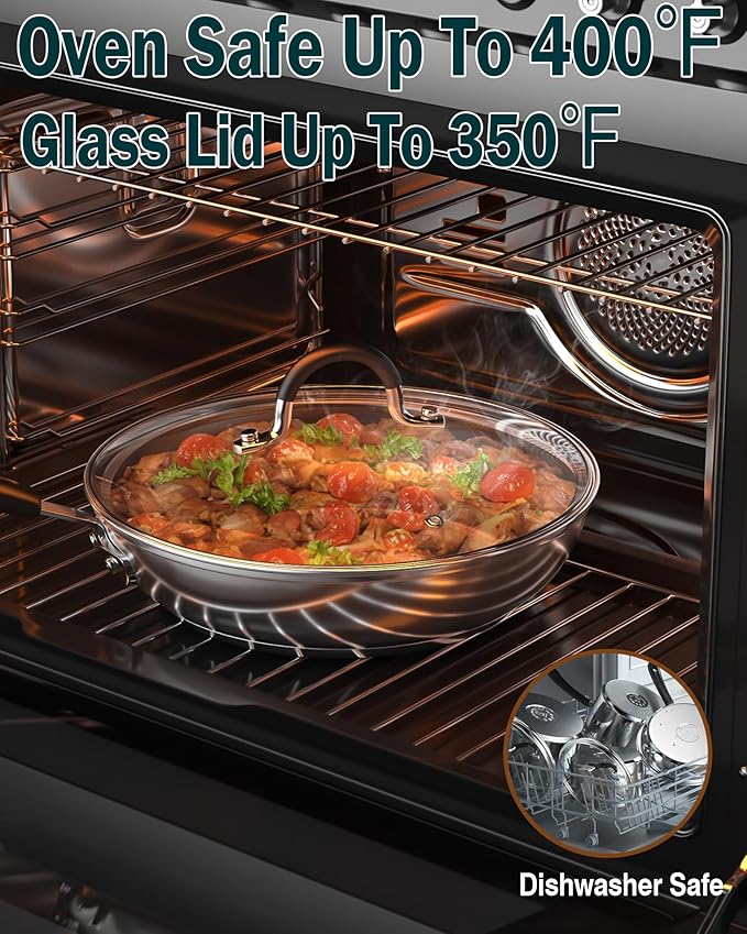 Cook N Home Stainless Steel Cookware Sets 10-Piece, Pots and Pans Kitchen Cooking Set with Stay-Cool Handles, Dishwasher Safe, Silver