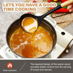 QMVESS Silicone Cooking Utensils Set, Kitchen Utensils Set 7 Pcs with Long Wooden Handle, Food Grade and Heat Resistant Large Silicone Spatula Set for Nonstick Cookware, BPA Free（Black）