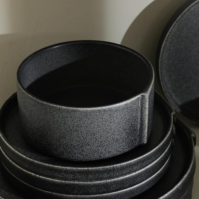 Stone Lain Bao 4-Piece Bowl Set Stoneware, Charcoal