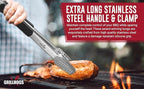 16" Extra Long Tongs 18/0 Stainless Steel BBQ Grill Tongs with Durable Soft Grip Handle for Cooking - Durable Grilling Accessory, Tongs for Cooking & Kitchen, Outdoor Barbecue, Easy to Clean