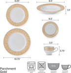 Mikasa Parchment Gold 40 Piece Dinnerware Set, Service for 8