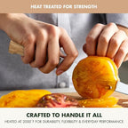 GreenPan Elite 13 Piece Wooden Knife Block Set, Professional Stainless Steel Blades with Titanium Coating, Ultra-Sharp Kitchen Cutlery, Chef, Santoku, Bread & Steak Knives, Ergonomic Wood Handles