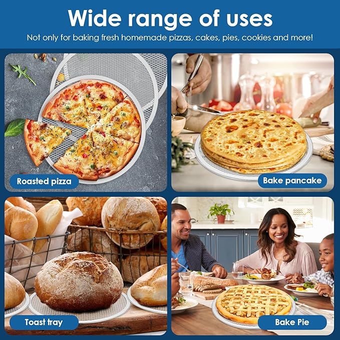 3Pcs Pizza Tray 12 inch Pizza Screen Non Stick Pizza Oven Tray Temperature Resistant Pizza Mesh Baking Tray Reusable Pizza Mesh Pan for Baking Oven Home Restaurant