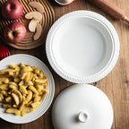 Deep Dish Pie Pan with Lid, 11 inch Ceramic Pie Dish, Round Baking Dish for Apple, Quiche, Pot Pies, Tart, etc, Microwave, Dishwasher, and Oven Safe