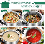 TeamFar Stock Pot 6 qt, Stainless Steel Stock Pasta Soup Pot with Lid, Double Bakelite Heat-Proof Handles & Tempered Glass Lid, Dishwasher Safe & Easy Cleanup, Non-Toxic & Healthy