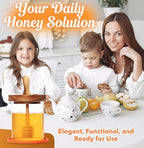 12 oz Honey Pot Set with Silicone Mat, Airtight Wooden Lid, 2 Extra Dippers & Custom Gift Box | Glass Container Honey Jar for Honey & Syrup | Durable & Stylish Kitchenware Food Storage